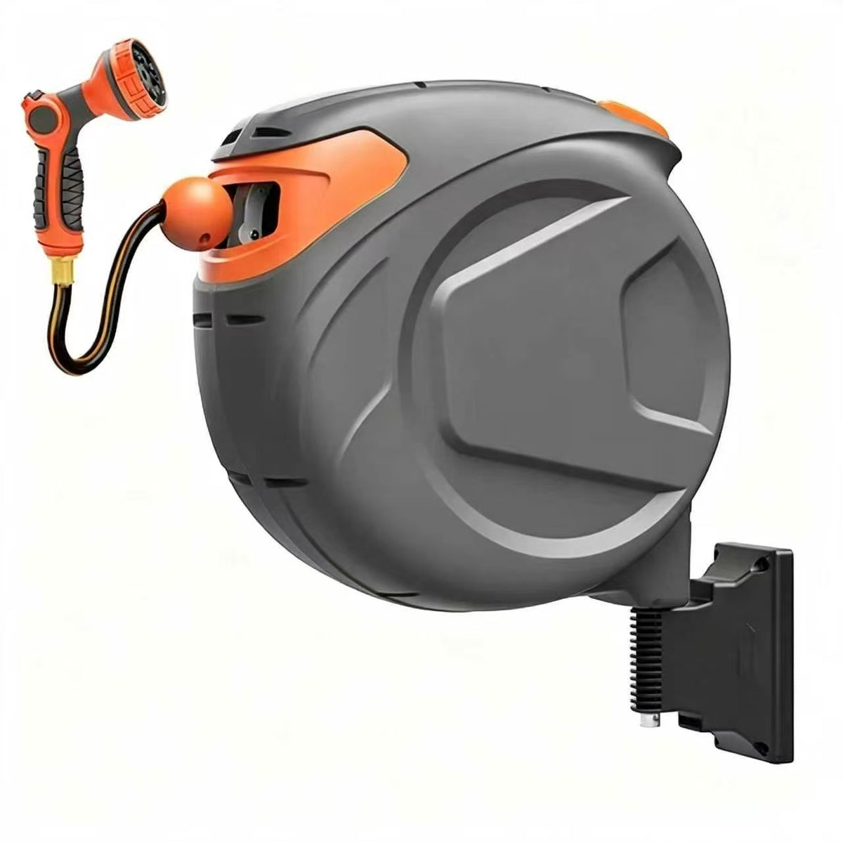 Retractable Garden Hose Reel with Auto Rewind & 9 Pattern Nozzle