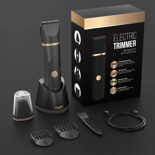 Men’s Body Hair Trimmer with Safe Ceramic Blade Waterproof Rechargeable Groomer