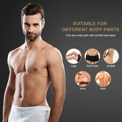 Men’s Body Hair Trimmer with Safe Ceramic Blade Waterproof Rechargeable Groomer